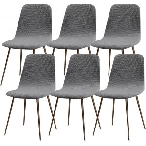 Lot de 6 housses de chaise rétractables, housses de chaise de salle à manger lavables et modernes, housses de chaise de cuisine universelles, décorations de cuisine, gris - Neuf