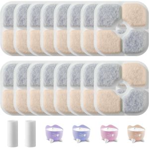 16 Filtre Fontaine Eau Chat Et 2 Tuyaux Pour Fontaine Eau Chat Pixi Filtre Fontaine Chat Se Compose De Carbone Activé, De Résine Et De Tissu Non Tissé, Avec Un Filtre À Haute Efficacité - Neuf