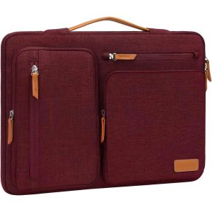 ChicSlick-Housse 360&deg; Pour Ordinateur Portable 13,3 Pouces, Compatible Avec Macbook Air/Pro 13 / Pro 14, Dell Acer Asus, 13-14 Pouces Sac Ouvert Lat&eacute;rale Avec 4 Poches Zipp&eacute;es&Poign&eacute;e,Vin Ro[X1904] - Neuf