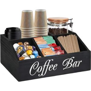 Organisateur De Caf&eacute; En Bois - Rangement &Agrave; Th&eacute; - Accessoires De Caf&eacute; - Station De Caf&eacute; - Bar - Bureau - Accessoires - Snacks Dans La Salle De Pause - Bo&icirc;te De Rangement Pour Sachets De Th&eacute; - Neuf