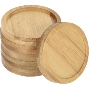 ERYI-Plante Pot Soucoupe 6 Coffret 6.5Cm Od Bambou Rond Fleurs Égouttement Plateau Pour Internes - Neuf