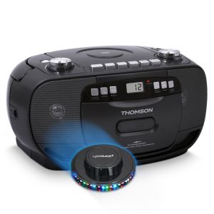 Lecteur Radio/K7/CD portable THOMSON RK200CD, Tuner analogique FM, Enregistreur, AUX FUN 3,5mm, 220V ou piles, Ovni LED - Neuf