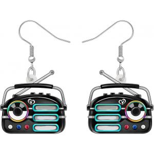 Kal-Acrylic Fun Vintage Boucles D'oreilles Cassette Tape Radio Bijoux Rétro Pour Femmes Filles 80s 90s Cadeaux Nostalgiques Fête Favors - Neuf