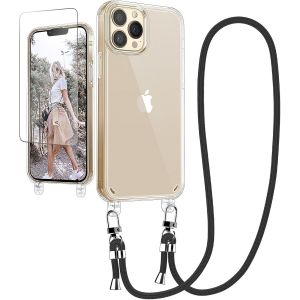 Kal-Chaîne De Téléphone Portable - Coque De Protection Pour Iphone 14 Pro Max Avec Bande Et Film De Protection D'écran - Transparent - Avec Cordon De Suspension - Pour Iphone 14 Pro Max 6,7"" - - Neuf