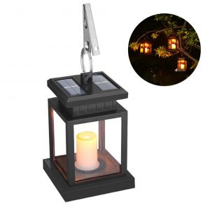 Hjlian Lanterne Solaire D'exterieur A Led, Lampe Solaire Suspendue De Jardin Avec Bougie Decorative, Lampes Solaires Etanches - Neuf