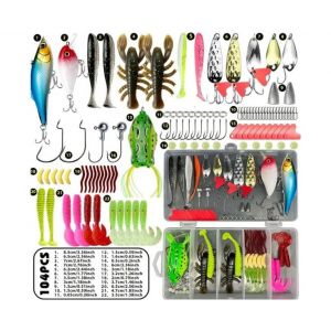 Coffret Complet De 107 Articles De Pêche Avec Hameçons, Leurres, Appâts Et Vers - Idéal Pour Les Aventures De Pêche En Eau Douce Et En Eau Salée ! - Neuf