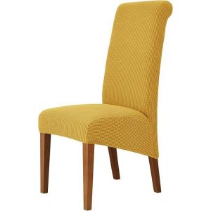 Grandes Housses De Chaise Verser Salle À Manger, Housse De Chaise Extensible Douce Verser Chaise De Salle À Manger De Grande Taille, Protecteur De Chaise Parsons Amovible Lavable, Lot De 1, Moutarde - Neuf