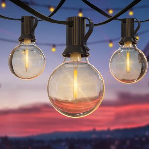 AIOU-Guirlande Lumineuse Extérieure,15M Led Guirlande Lumineuse G40 Ampoules 25+3 Rechange,Ip44 Étanche,Blanc Chaud Pour Mariage,Terrasse,Jardin,Chambre,Noël [Classe Énergétique F] - Neuf