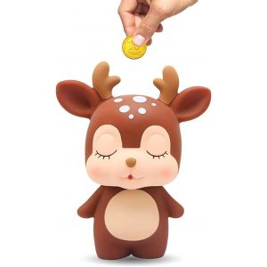 Loc-Mignon Enfants Tirelire De Brun Cerf, Tirelire De Dessin Animé, Boîte De Rangement De Pièces De Monnaie Artisanat Peint À La Main Décoration De La Maison Ornements Pour La Famille - Neuf