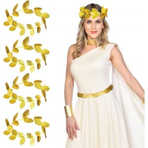 Kalvd-Lot De 4 Diadèmes En Feuille D'or Diadèmes Romains Couronne En Feuille D'or Diadèmes Romains Couronne De Laurier Diadèmes Grecs Hommes Et Femmes Accessoires De Diadème De Noël - Neuf