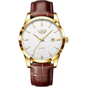 Fdjhy-Montre Homme Montres Pour Homme Etanche Nintage Cuir Quartz Businessmens Watches Avec Date - Cadeau Anniversaire - Neuf