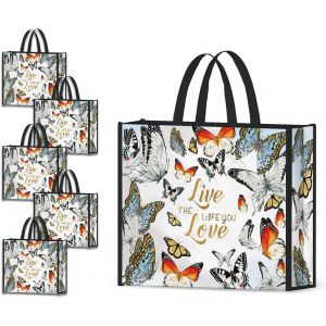 SJZG-5 Pcs Tote Bag Reutilisable Sac Courses Cabas De Courses Lavables Grand Sac Caddie - Neuf