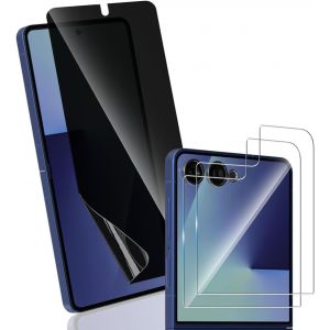 CAUC-Protection d'&eacute;cran Pour Galaxy Z Flip 7 Anti-Espion Film Flexible 1 Pi&egrave;ces + Arri&egrave;re Cam&eacute;ra Verre Tremp&eacute; 2 Pi&egrave;ces, Anti-Spy Protection Pour Galaxy Z Flip 7 Non-Verre Tremp&eacute; - Neuf