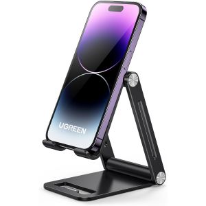 Support Téléphone Bureau En Aluminium Stand Smartphone Pliable Ajustable Compatible Avec Iphone 16 Plus Pro Max 15 14 13 12 11 Galaxy S24 Ultra S23 S22 Pixel 8 7a 6a (Noir) - Neuf