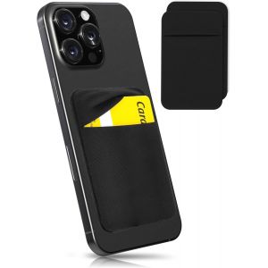 2X Porte Cartes - Anti signaux RFID - Pochette adh&eacute;sive &eacute;lastique avec Rabat pour Smartphone Wallet Universel pour Papiers & Fourre Tout Etui Noir - Neuf