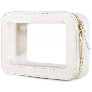 Transparent maquillage, sac de tirette de voyage toilettes r&eacute;gulateur, portable en cuir sac &agrave; maquillage avec poign&eacute;e - Neuf