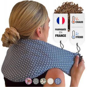 Jgd-- Bouillotte Cervicales Micro Onde D&eacute;houssable - Fabriqu&eacute;e En France - Coussin Chauffant Dos - Graines De Lin - Masque Migraine - Bouillotte Ventre - Collier Cervical - Bleu - La Segaiha - Neuf