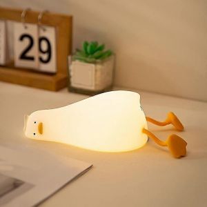 Veilleuse Canard Couch&eacute;, Lampe Led, Joli Canard Lumineux, Veilleuse En Silicone &Agrave; Intensit&eacute; Variable Pour Chambre D'enfant - Neuf