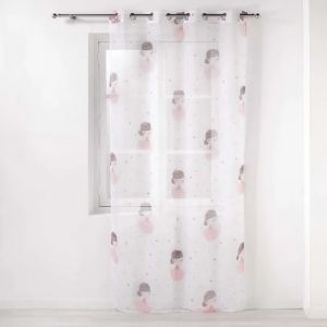 Voilage - Fifi Petite Princesse - 140x240 Cm - 100% Polyester - 8 Oeillets M&eacute;tal - Rose - Neuf