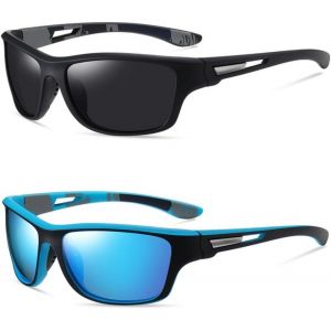 Kathlelxh-Lot De 2 Paires De Lunettes De Soleil Polarisées Pour Le Cyclisme, Lunettes De Soleil Pour Homme, Coupe-Vent, Incassables, Pour La Pêche Et La Conduite, Anti-Uv400, Multicolore[H1236] - Neuf