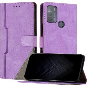 KAL-&Eacute;tui Pour Motorola Moto G50 4G, Housse En Cuir Pu Avec [Protection Antichoc Tpu] [Fonction Support] [Porte-Cartes ] Antichoc Magn&eacute;tique Coque Pour Moto G50 4G - Violet - Neuf