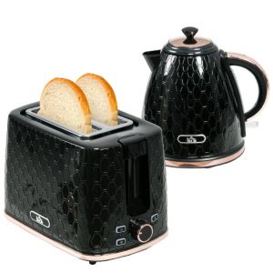 T0002-01-14741, Po&ecirc;le &eacute;lectrique 1,5 L+Toaster de pain, couleur noire, 2 fentes de 1,5 pouce, r&eacute;gulation de la couleur brune en 7 niveaux, &eacute;cran LED, 3 fonctions : d&eacute;congel, r&eacute;chauffement, annulation - Neuf