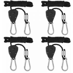 Corde À Cliquet Réglable, Sangle À Cliquet, Corde Robuste Pour Lampe De Plante, Capacité De 150 Lb Par Paire, 1/8 Pouce, 2 Paires - Neuf