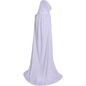 (Blanc, 170 cm) Cagoule longue en velours pour déguisement d'Halloween - Neuf