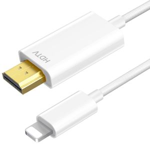 KALANKA-Cable iPhone HDTV pour TV, Cable iPhone HDTV 2M, C&acirc;ble Convertisseur HDMI, C&acirc;ble HDMI pour i-Phone, pour i-Phone14/13/12/11, sortie TV YouTube, HD1080P, Plug and Play - Neuf