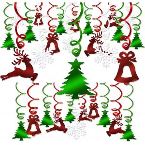 Lot de 3 D&eacute;corations de No&euml;l plafonnier Guirlande Streamer Arbre de No&euml;l Cloches de Rennes Tourbillon de Flocons de neige Appropri&eacute; pour l'Hiver de No&euml;l D&eacute;corations de F&ecirc;te - Neuf