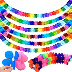 Kyaoayo-5 Pièces Guirlandes Décoration Bannière Colorées, Guirlande En Papier Colorées, Banderole Papier Cellulaire Trèfle À Quatre Feuilles À Suspendre Pour Carnaval Fête Anniversaire Mariage Noël - Neuf