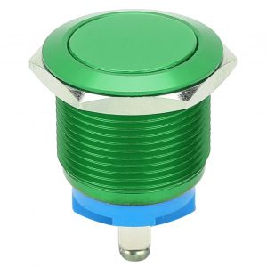 XYONG Interrupteur a bouton-poussoir en metal, tete plate, oxydation complete, reinitialisation automatique, vis de reglage, commande de puissance au pied, 19 mm (vert) - Neuf