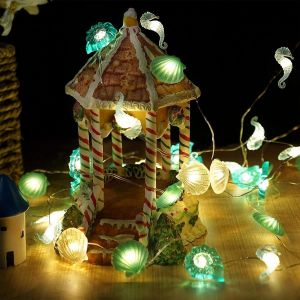 Kal-Guirlande Lumineuse Animaux Marins, 300 Cm, 300 Led, Thème Vie Marine, À Piles, Hippocampe, Étoile De Mer, Coquillages, Pour Chambre D'enfant, Fête, Décoration D'anniversaire - Neuf