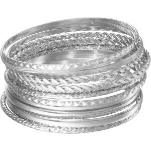 Eryi-Bracelets En Alliage Argenté Gravé Pour Femmes, Jeu De Bracelets, Bracelets Superposés En Plaqué Argenté - Neuf