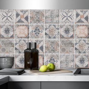 Eryi-32 X Feuilles Mural Stickers Carrelage 2d Imperméables Carreau De Ciment Adhesif, Autocollants Carreaux Dosseret Pour Cuisine, Salle De Bain La Décoration À La Maison / 15 X 15 Cm / T1064 - Neuf