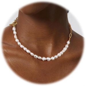 Kal-Collier Perle Femme Collier Or 14k Ras Du Cou Collier Chaine Femme Choker Collier Simples Perle Collier Ras Du Cou Perle Pour Femme Bijoux Or - Neuf
