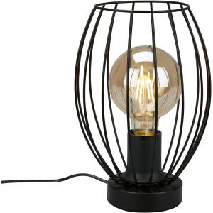 Eryi-- Lampe De Table, Lampe De Chevet, Lampe De Bureau, 1 X E27, Avec Interrupteur À Câble, Noir, 175 X 256 Mm (Ø X H) 7026-015 - Neuf