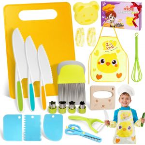 Kit Couteau S&eacute;curit&eacute; De Cuisine Pour Enfants,20 Pi&egrave;ces Kit Cuisine Enfant 2 Ans,Couteau Enfant Pour Couper Et Cuire Des Fruits Ou L&eacute;gumes,Couteau Enfant Qui Ne Coupe Pas,Ustensile Cuisine Enfant - Neuf