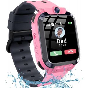 Montre Connectée Enfant, Montre Gps Enfant Garçons Filles Avec Appel Vidéo Voice Chat Familial Sos Téléphone Etanche Jeux Réveil Mode Classe Ip68, Montre Intelligente Enfants Cadeau(Rose) - Neuf