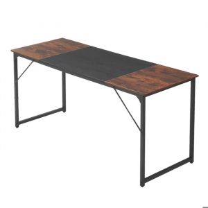 Bureau d'Ordinateur 160 x 60 x 75 cm-Duoku-avec Structure M&eacute;tallique-avec Espace D&eacute;gag&eacute; pour Les Jambes-Marron et Noire - Neuf