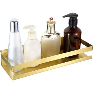 &Eacute;tag&egrave;re d'angle de salle de bain en acier inoxydable - Accessoires de salle de bain - Fixation murale - Organisateur de rangement pour cuisine, h&ocirc;tel (dor&eacute;, 30 cm) - Neuf
