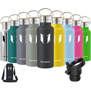 Kalanka-Gourde Isotherme - Bouteille Isotherme - 350ml/500ml/ 620ml/750ml/1l - &Eacute;tanche Sport Gourde Inox Bouche Standard - Gourde Enfant Sans Bpa- Pour Plein Air & Quotidien - Avec 2 Bouchons - Neuf