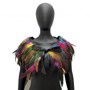 Châle De Style Gothique Pour Femmes, Cape En Plumes, Écharpe D'épaule, Costume De Carnaval, Châle Vintage Fait À La Main Avec Cravate En Satin Réglable-Multicolore - Neuf