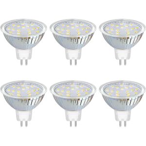 Kal-Ampoule Gu5.3 Led 12v 3w Blanc Froid 6000k 300lm, Ø50mm Mr16, 120 Degrés, Équivalent Gu5.3 20w Halogen, Ac/Dc 12v Spot Led Gu5.3 Pour Cuisine Salle De Bain, Non-Dimmable, Lot De 6 - Neuf