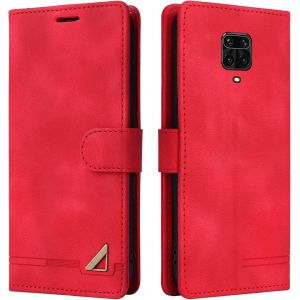KAL-CoquePourXiaomiRedmiNote9Pro/Note9ProMax/Note9S,ÉtuiDeProtectionDePortefeuilleAntichocDeFentePourCarte,SupportDeCarteÀRabatEnCuirEnPuÉtui(Rouge) - Neuf