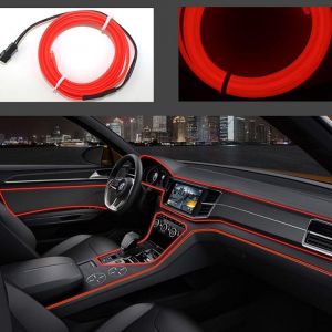Fil Électroluminescent Usb Néon Pour Décoration D'intérieur De Voiture, Vélo, Cosplay, Festival, Led, Lumières Froides Avec Lampe D'entraînement, Bande Lumineuse 5 V (Rouge, 1 M) - Neuf