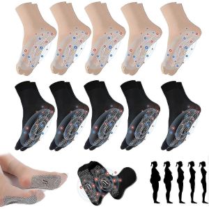 Chaussettes En Tourmaline,Ionic Body Shaping Chaussettes Extensibles Bas Respirants À Mi-Mollet Chaussette De Massage Des Pieds Pour Une Meilleure Circulation Sanguine - Neuf