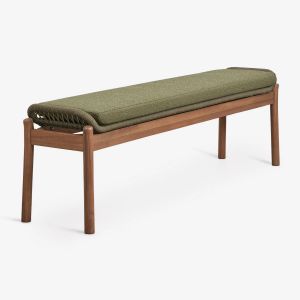 Banc De Jardin 180 Cm En Bois D'acacia Et Corde Tress&eacute;e Karvia Brun Acacia - Neuf