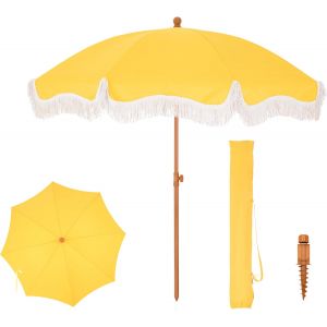 Ulteronixshop-Parasol De Plage De 2 M Avec Vis &Agrave; Sable Uv 50+ - Parasol &Agrave; Franges Pour Plage, Jardin, Terrasse - Pour Piscine Et Terrasse - Neuf
