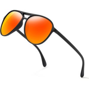 Lunettes De Soleil Pour Homme Et Femme - Polarisées - Pc - Protection Uv400 - Noir - Ovale - Élégantes - Classique - Tendance - Course À Pied - Sports De Plein Air - Conduite - Noir Et Rouge - Neuf